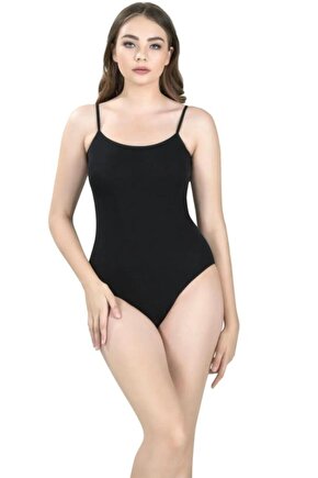502 Kadın Siyah Ip Askılı Çıtçıtlı Body L Beden