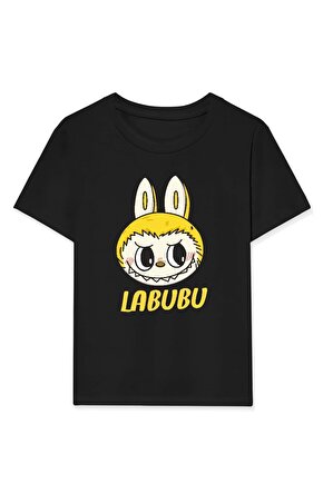 Kız Labubu Çocuk Baskılı T-Shirt - Siyah