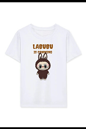 Kız Labubu Çocuk Baskılı T-Shirt - Beyaz
