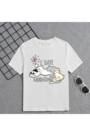 Kız Çocuk Bisiklet Yaka Baskılı T-Shirt - Beyaz