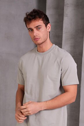 Erkek Relax Fit Bisiklet Yaka %100 Pamuk Rahat Kesim Basic Tişört