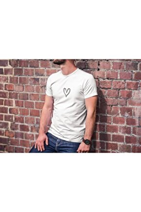 Unisex Bisiklet Yaka Baskılı Oversize T-Shirt - Beyaz