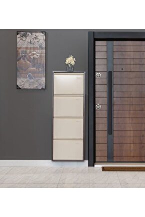 4’lü Metal Ayakkabılık (Kahve-Krem) | Göz Alıcı Tasarım ve Pratiklik