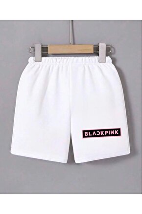 Kadın Beli Lastikli Baskılı Mini Şort - Beyaz