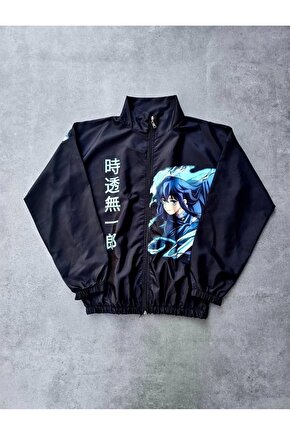 Fermuarlı Dijital Baskılı Rüzgarlık - Siyah