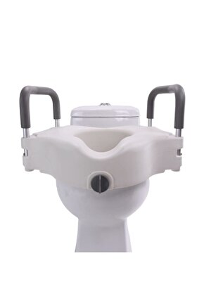 Destekli Kulplu Kolçaklı Klozet Yükseltici Tuvalet Yükseltme Aparatı Wc Boyu Uzatıcı