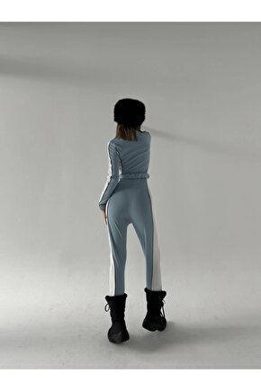 Kemer Detaylı Fermuarlı Tulum - Bebe Mavisi