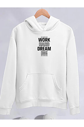 Kışlık Üç İplik Kapüşonlu SweatShirt - Beyaz