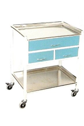 Alt Üst Paslanmaz 3 Çekmeceli Cihaz Masası