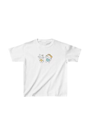 Unisex Çocuk Baskılı T-Shirt - Beyaz