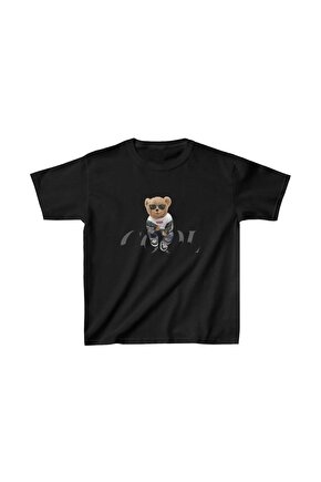 Unisex Çocuk Baskılı T-Shirt - Siyah
