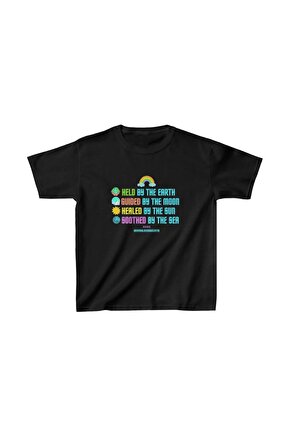 Unisex Çocuk Baskılı T-Shirt - Siyah