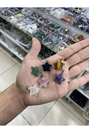 6’lı Yıldız Şekilli Doğaltaş Kolye Ucu