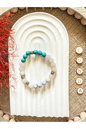 Hisar Bilekliği 8 mm Ay Taşı Lapis Lazuli Turkuaz Doğal Taş Bileklik