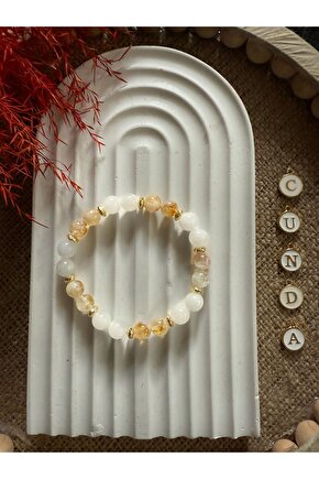 Sitrin Ay Taşı Doğal Taş Bileklik