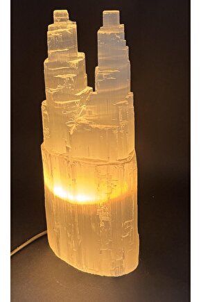 SELENİT DOĞALTAŞ TWİN TOWER LAMBA 30 CM