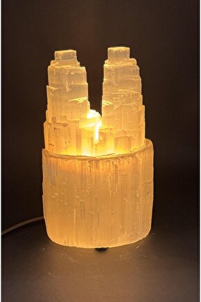 SELENİT DOĞALTAŞ TWİN TOWER LAMBA 20 CM