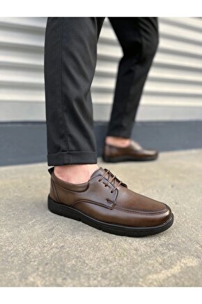 JY0510 Clasica Bağcıklı Cilt Erkek Günlük Klasik Ayakkabı CST - Kahverengi