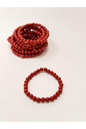 Zinobar (Zinober) Doğaltaş bileklik (6mm)