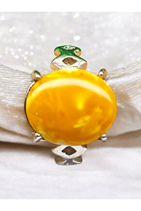 KEHRİBAR (AMBER) DOĞAL TAŞ ÇELİK AYARLANABİLİR YÜZÜK(SERTİFİKALI)