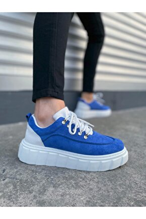 JY010 Cloud Bağcıklı Süet Erkek Günlük Sneaker Ayakkabı SBT - MaviBeyaz
