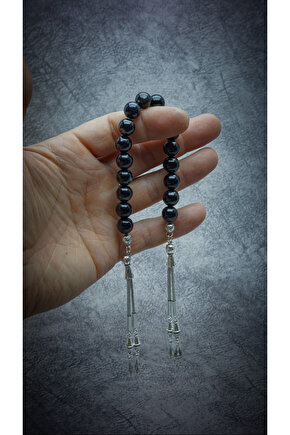 DOĞALTAŞ SİYAH AKİK ZAZA TESBİH- NEGATİF ENERJİ KALKANI 10mm