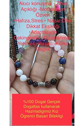 Sertifikalı Kız Öğrenci Doğaltaş Başarı Bilekliği