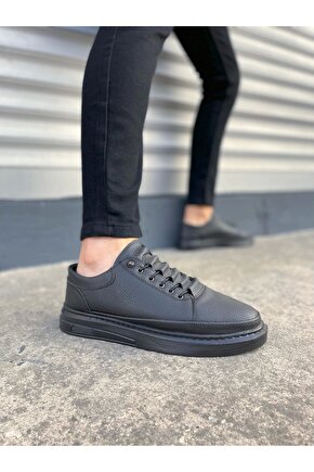 JY0535 Prime Bağcıklı Cilt Erkek Günlük Sneaker Ayakkabı CST - Siyah