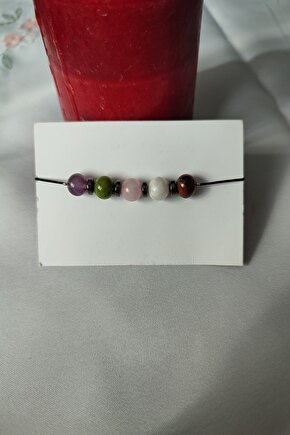 Sertifikalı Ikizler Burcu Doğaltaş Bileklik(AMETİST.YEŞİM.KAPLANGÖZÜ.HEMATİT.PEMBE KUVARS.AY TAŞI)