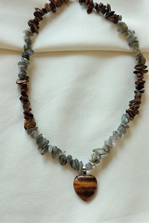 Sertifikalı Labradorit, Kaplangözü Kalp Doğaltaş Kolye