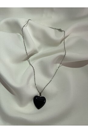 %100 Doğal Taş Obdisyen Kalp Kolye