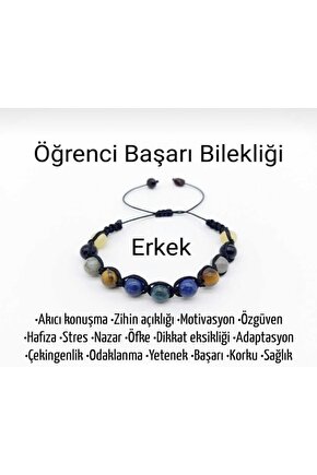 Erkek Öğrenci Başarı Bilekliği Doğal Taş Konsantrasyon Taşları