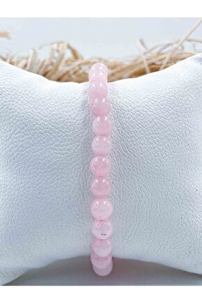 Pembe Kuvars Doğal Taş Bileklik 6 Mm