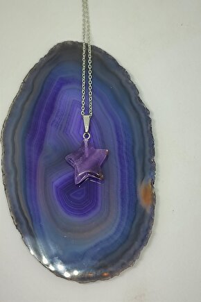 Sertifikalı Ametist Yıldız Doğaltaş Kolye