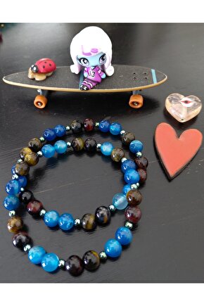 TAKUCEDEN DOĞAL TAŞ LAPİS VE KAPLANGÖZÜ BİLEKLİK 134743