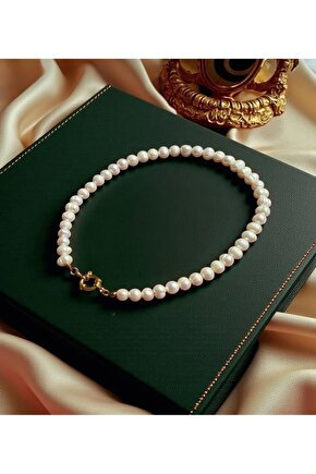 45 Cm Sertifikalı Gerçek Doğal 8 mm İnci Kolye - Gemici Kilit