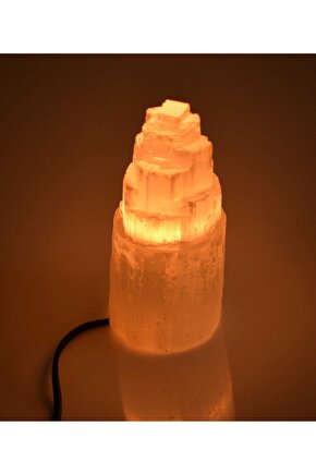 Selenit Taşı Lamba - Doğal Taş Gece Lambası 20 Cm