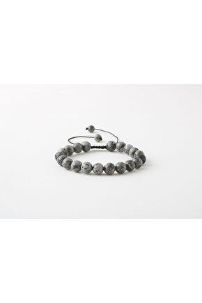 Gri Jasper 8mm Merdiven Kapama Doğal Taş Bileklik