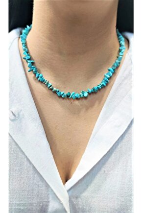 TURKUAZ FİRUZE KIRIKTAŞ KOLYE DOĞAL TAŞ