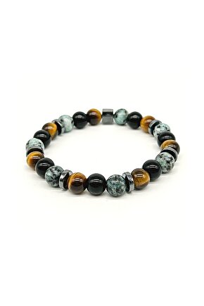 Mavi Jasper Oniks Kaplangözü Bileklik