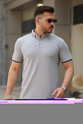 Erkek Düğmeli Yaka Waffle Kumaş Kısa Kollu Tişört