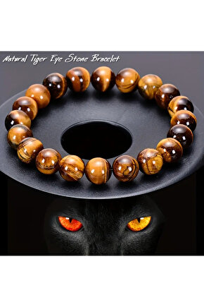 Kaplan gözü bileklik 100%100 doğal değerli taş. Cesaret ve özgüveni artırır-elastik ipli bileklik-