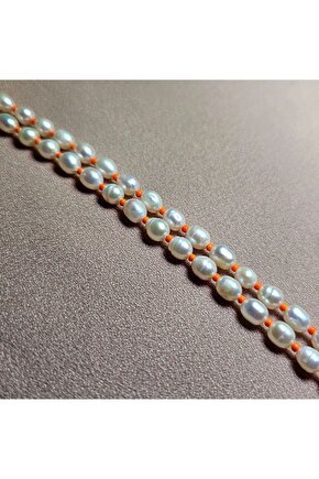 İnci Doğal Taş Halhal - Turuncu ( Küçük ) - 1 Adet ( El Yapımı Tasarım Ürünler )