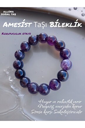 Doğaltaş Amesist Taşı Bileklik 10 Mm