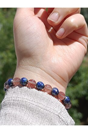 His ve zultanit taşlarından oluşan tasarım doğal taş bileklik 925 ayar gümüş aparatlı