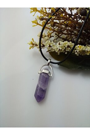 Ametist Taşı Kolye Çivi Şeklinde Doğaltaş Kolye