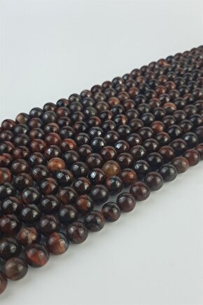 Kızıl Kaplan Gözü Doğal Taş 8 mm 1 Dizi