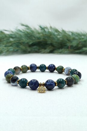 Sodalit Apatit Karma Doğal Taş Kadın Bileklik Prof