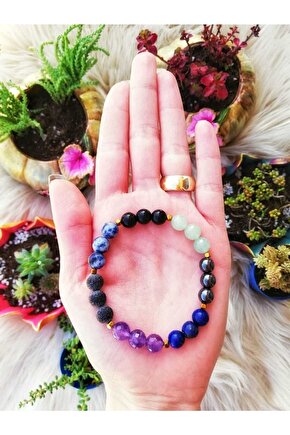 Yay Burcu Doğaltaş Bileklik Ametist, Obsidyen, Hematit, Aventurin, Sodalit, Lapis Lazuli, Oniks
