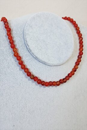 Sertifikalı 6 Mm Akik Doğaltaş Kolye